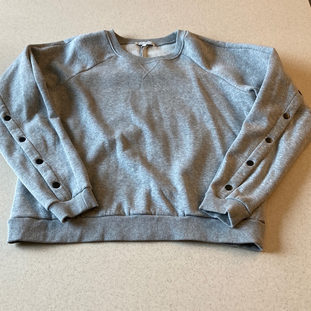 Rebecca Minkoff Gray Sweatshirt Women Size L with Arm & Back Snaps - Picture 3 of 13